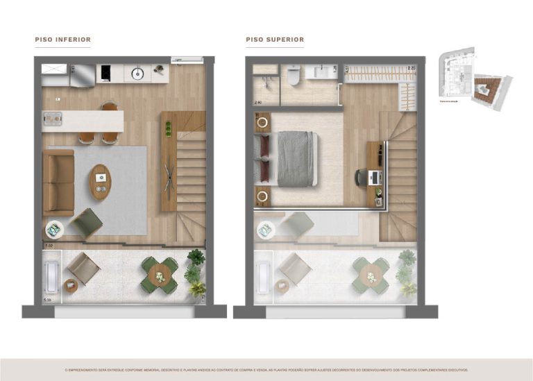 planta - studio com mezanino the club jardim guedala